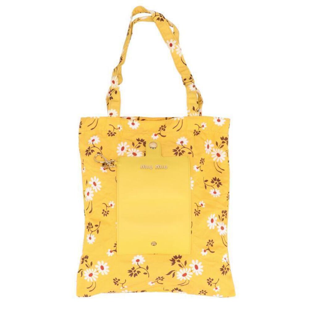 Miu Miu Floral Flower Eco Bag Foldable Top Handle Bag Leather Gold